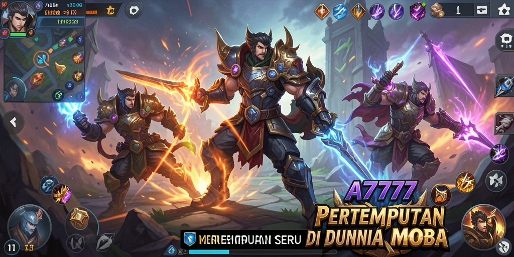 Gameplay seru A7777 di dalam pertarungan MOBA.