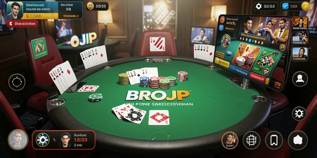 Screenshot BROJP menampilkan aksi seru permainan Poker yang menarik.