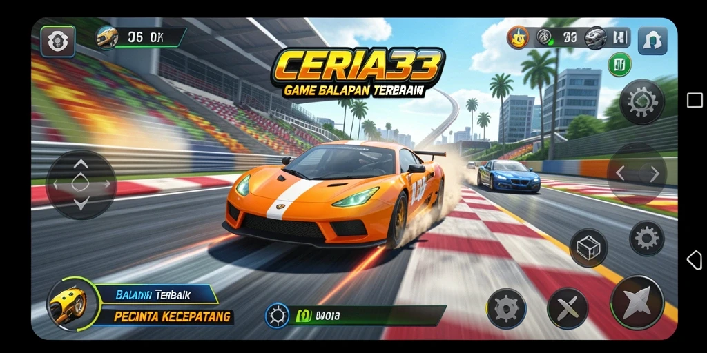 Tampilan menakjubkan dari gameplay balapan yang seru.