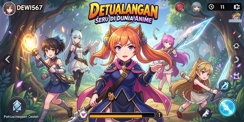Screenshot menunjukkan pertempuran mendebarkan di dunia Anime.