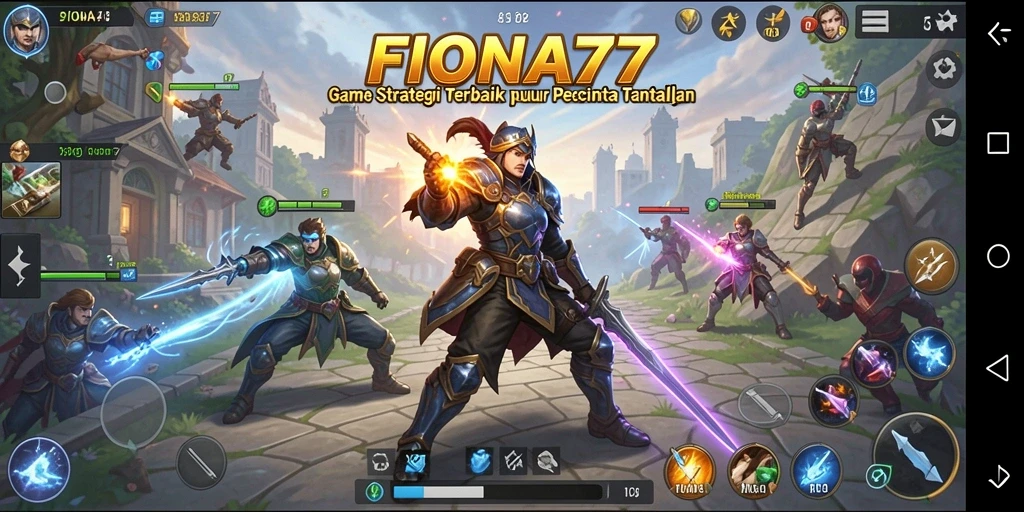 Screenshot menunjukkan pertempuran strategis yang intens dalam FIONA77.