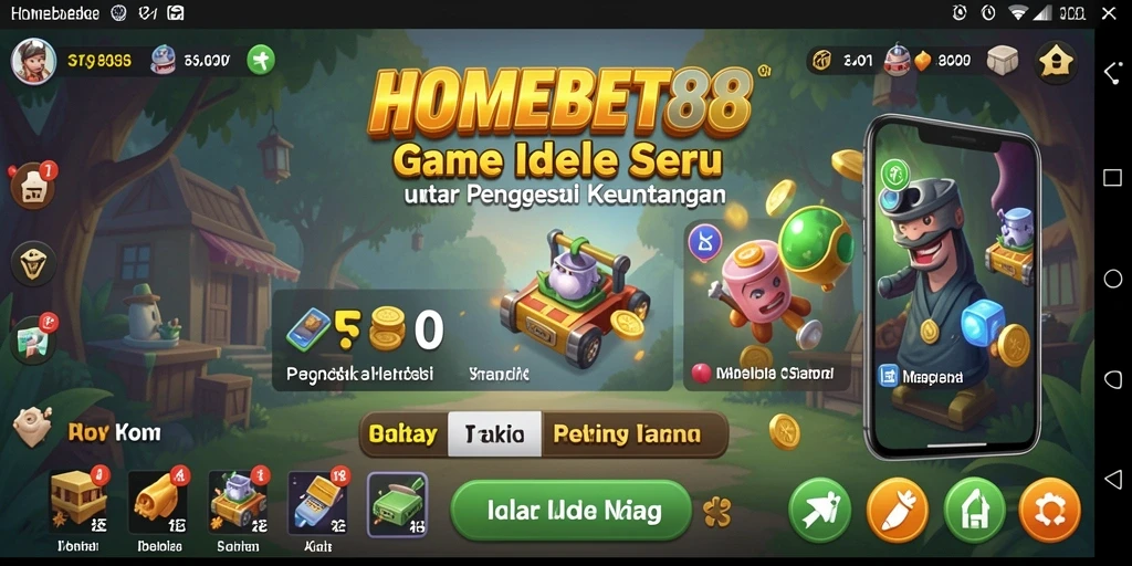 Tampilan gameplay HOMEBET88 dengan mekanisme penghasilan Idle yang menarik.