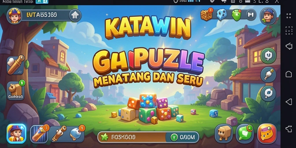 Screenshot gameplay KATAWIN menampilkan pencarian kata yang menyenangkan.