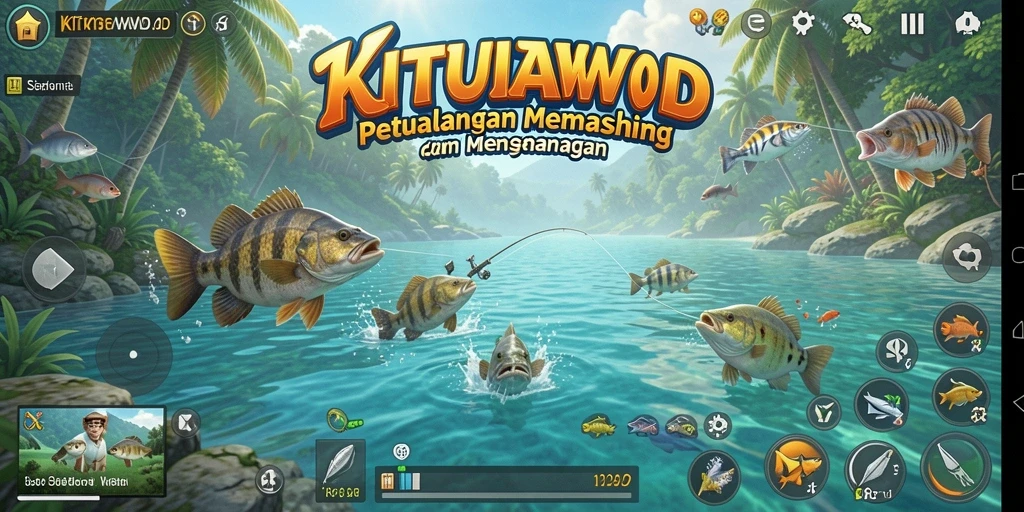Tampilan gameplay KITAWD yang seru dan menarik saat memancing.