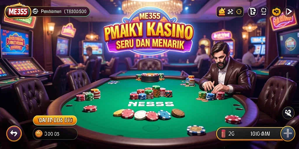 Screenshot ME355 menunjukkan gameplay menarik dalam suasana kasino.