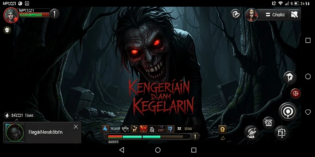 Screenshot MPO1221 menunjukkan suasana horor yang mencekam.