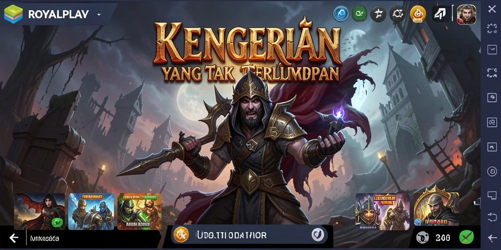 Screenshot ROYALPLAY menampilkan suasana mencekam di lingkungan kelam.