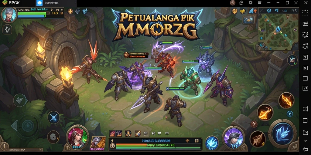 Tangkapan layar gameplay RPOK menunjukkan pertarungan epik dan eksplorasi dunia.