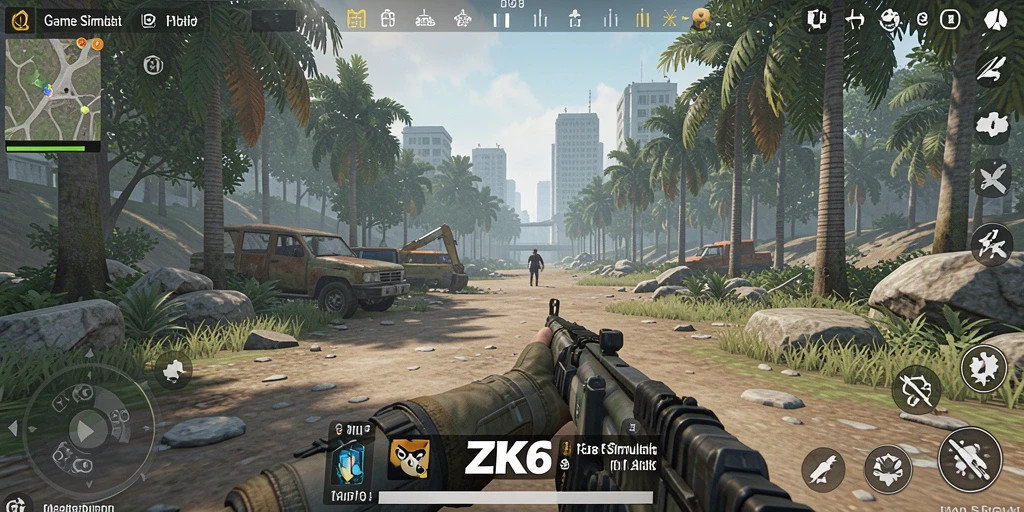 Screenshot gameplay ZK6 yang menampilkan interaksi karakter dalam simulasi.